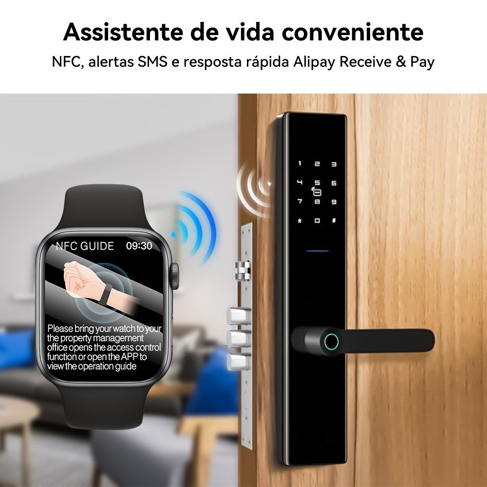 Smartwatch Série 9 AMOLED 2024 – GPS, NFC, Chamadas e Monitor de Saúde