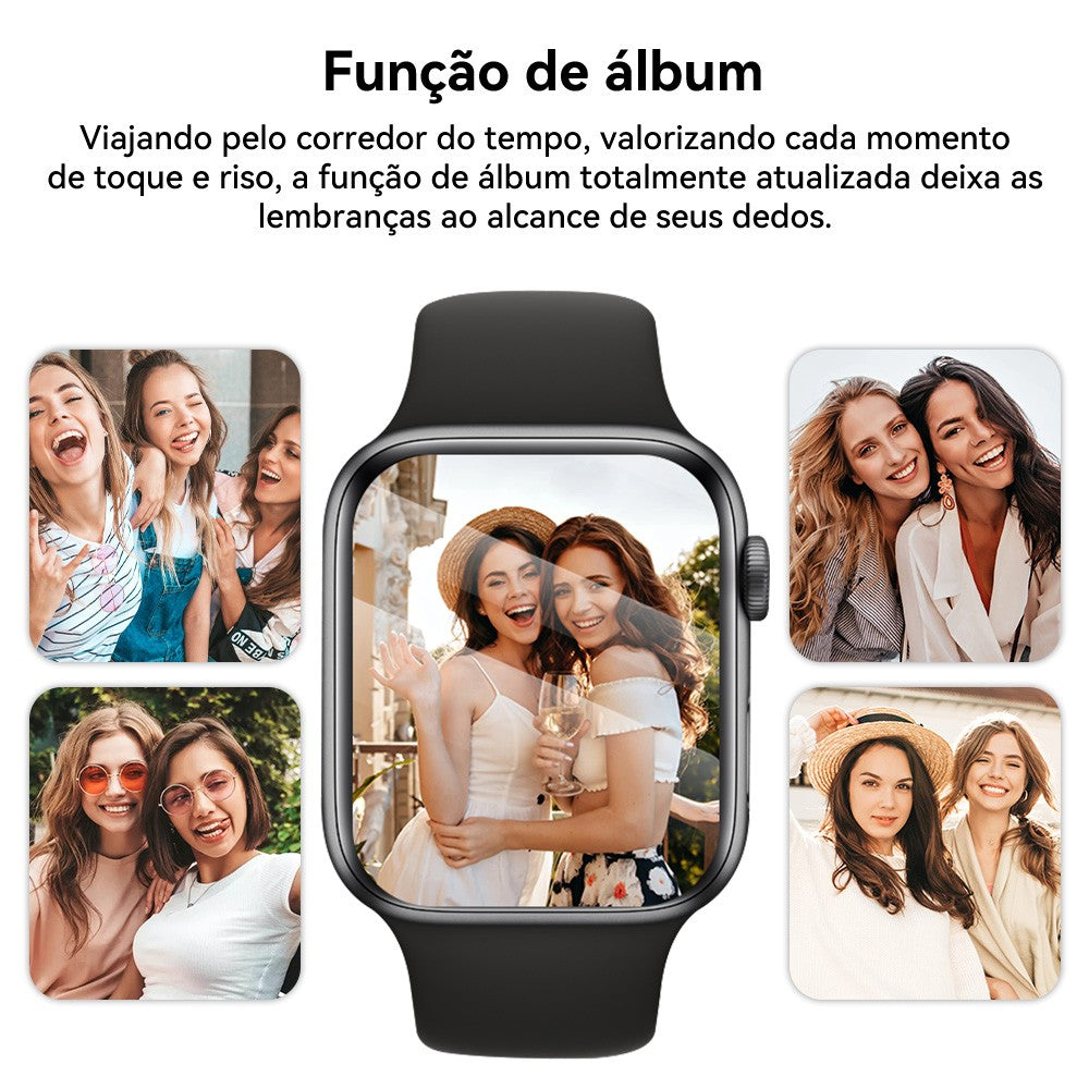 Smartwatch Série 9 AMOLED 2024 – GPS, NFC, Chamadas e Monitor de Saúde