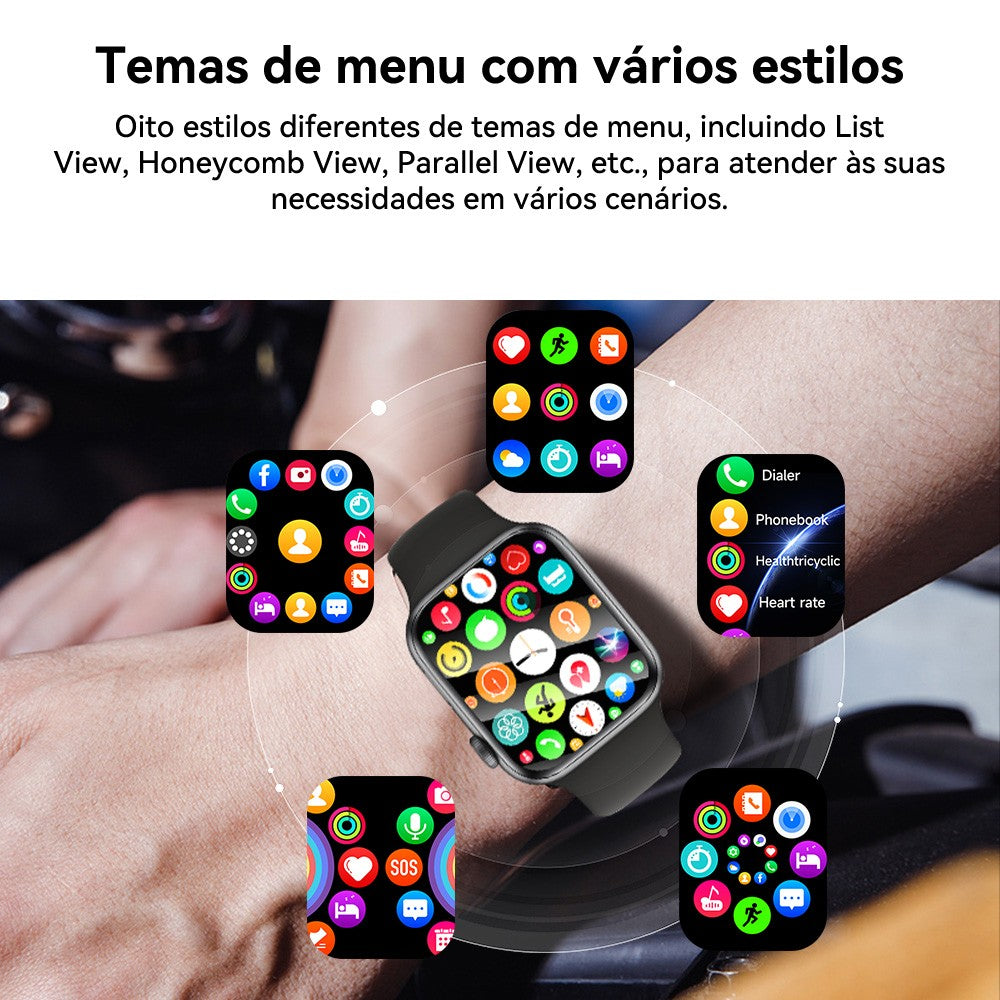 Smartwatch Série 9 AMOLED 2024 – GPS, NFC, Chamadas e Monitor de Saúde