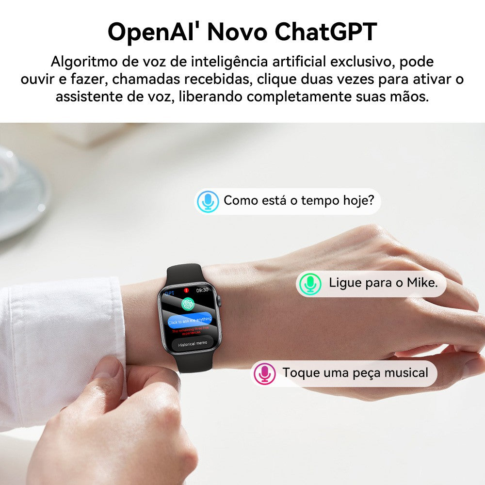 Smartwatch Série 9 AMOLED 2024 – GPS, NFC, Chamadas e Monitor de Saúde