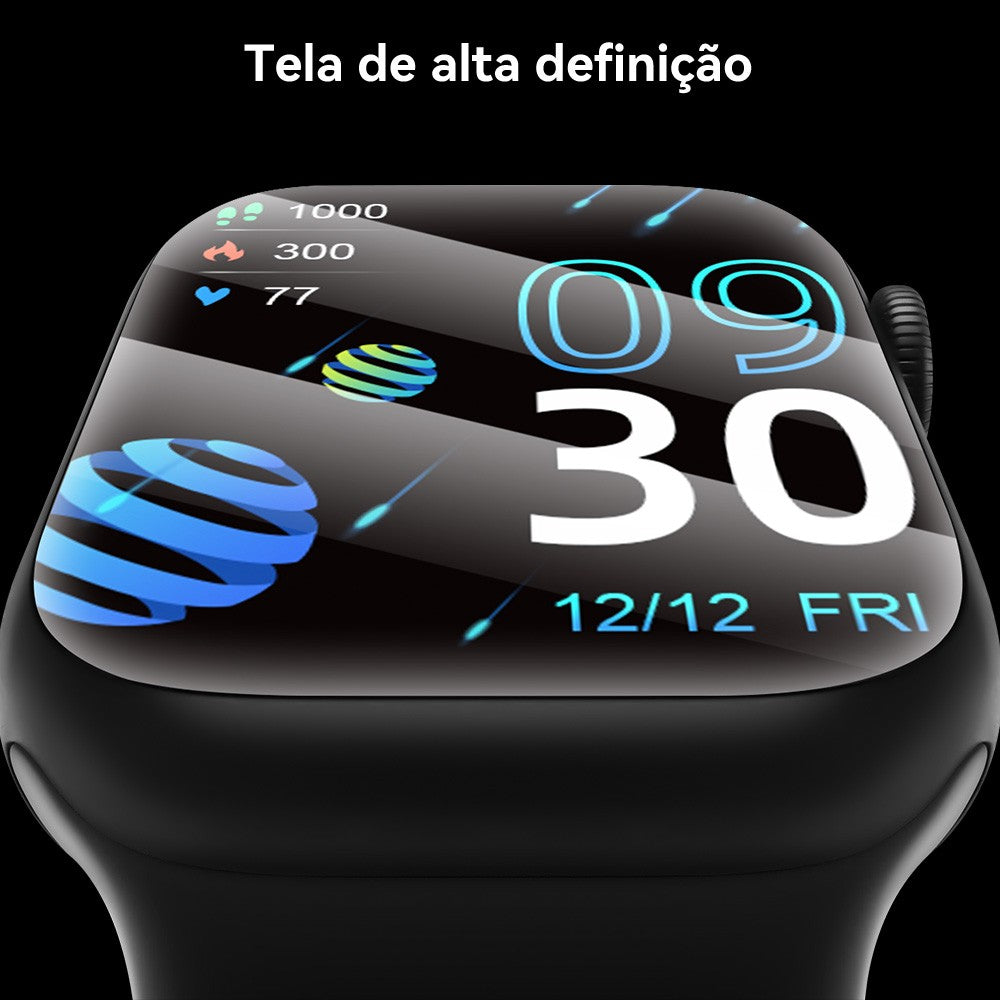 Smartwatch Série 9 AMOLED 2024 – GPS, NFC, Chamadas e Monitor de Saúde